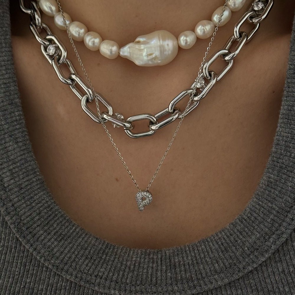 SILVER LETTER GLOW - COLLARES - Malandra Jewelry - XRC76.A - IND582 ARHCRY