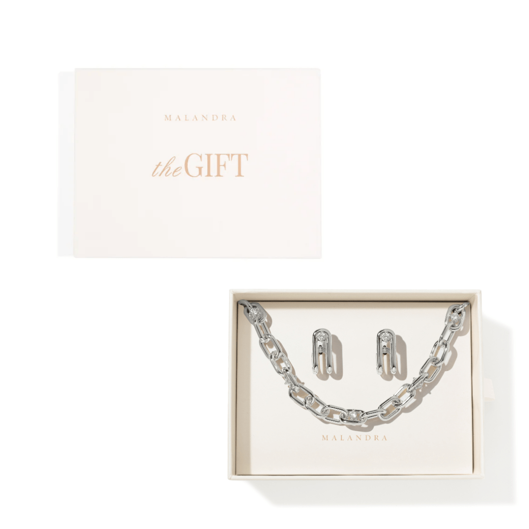 SILVER LINKS CURVE GIFT SET - SETS DE REGALO - Malandra Jewelry - SET145 ICA435.P/ICC441.P