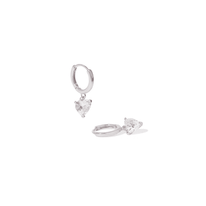SILVER LOVE DROP HOOPS - ARETES - Malandra Jewelry - ZWA128.P-QX01326