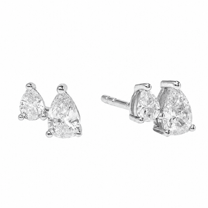 Silver Lustre Twin Drop Studs - ARETES - Malandra Jewelry - LSA16.P-HC52788