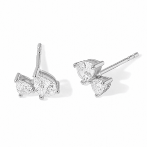 Silver Lustre Twin Drop Studs - ARETES - Malandra Jewelry - LSA16.P-HC52788