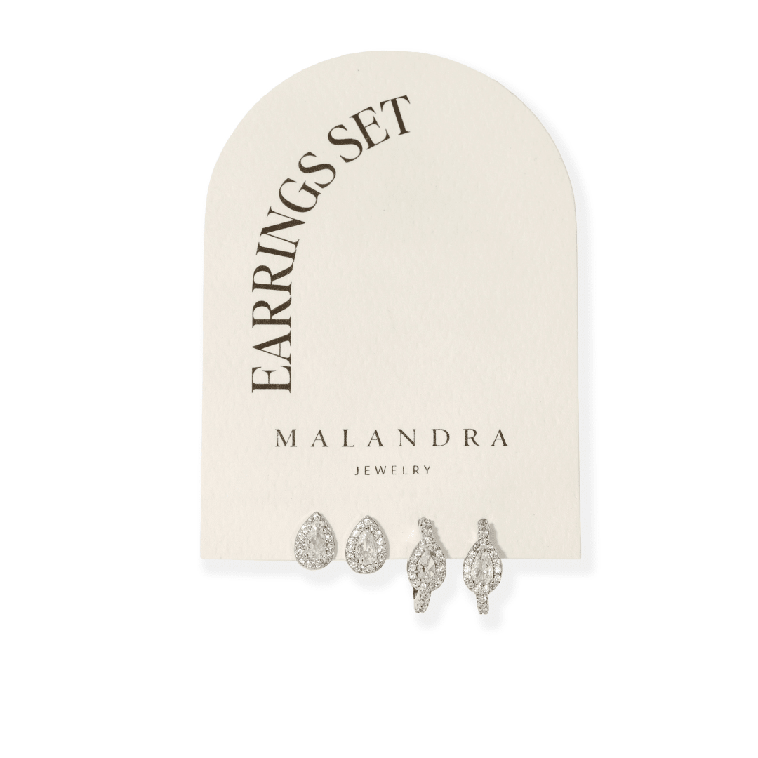 Silver Majestic Earrings Set - ARETES - Malandra Jewelry - ZYA15.P