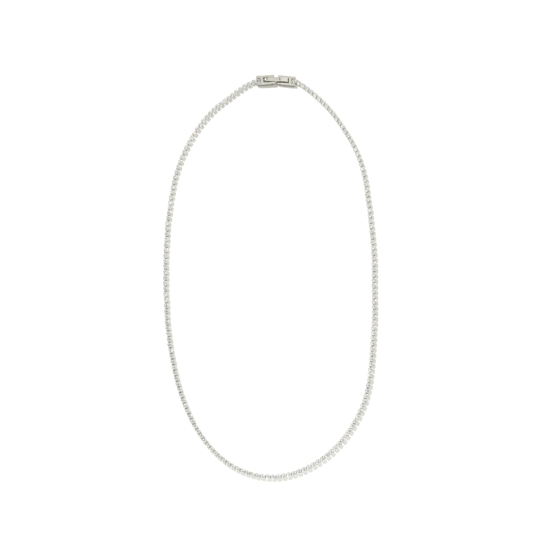 SILVER MEDIUM TENNIS NECKLACE - COLLARES - Malandra Jewelry - EYHC81-MODEL  6 NECKLACE