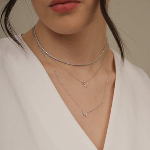 SILVER MILANO LETTER NECKLACE - COLLARES - Malandra Jewelry - EAWC37.A
