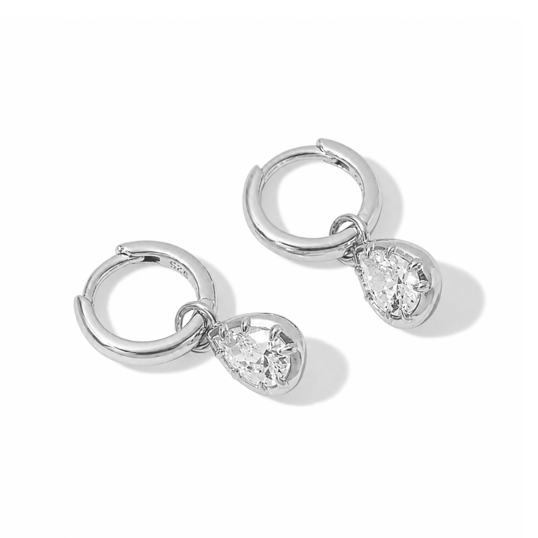 Silver Milano Pear Huggies - ARETES - Malandra Jewelry - LSA9.P-HC57336