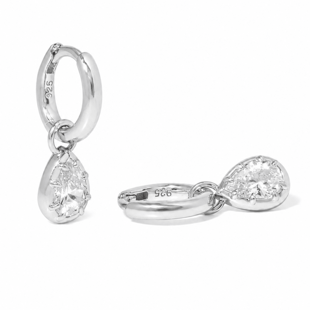 Silver Milano Pear Huggies - ARETES - Malandra Jewelry - LSA9.P-HC57336