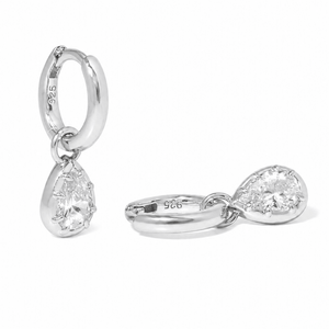 Silver Milano Pear Huggies - ARETES - Malandra Jewelry - LSA9.P-HC57336