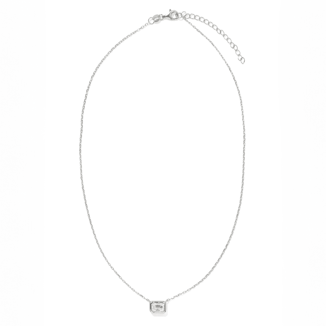 Silver Moissanite Baguette Necklace - COLLARES - Malandra Jewelry - LSC7.P-HC39812L