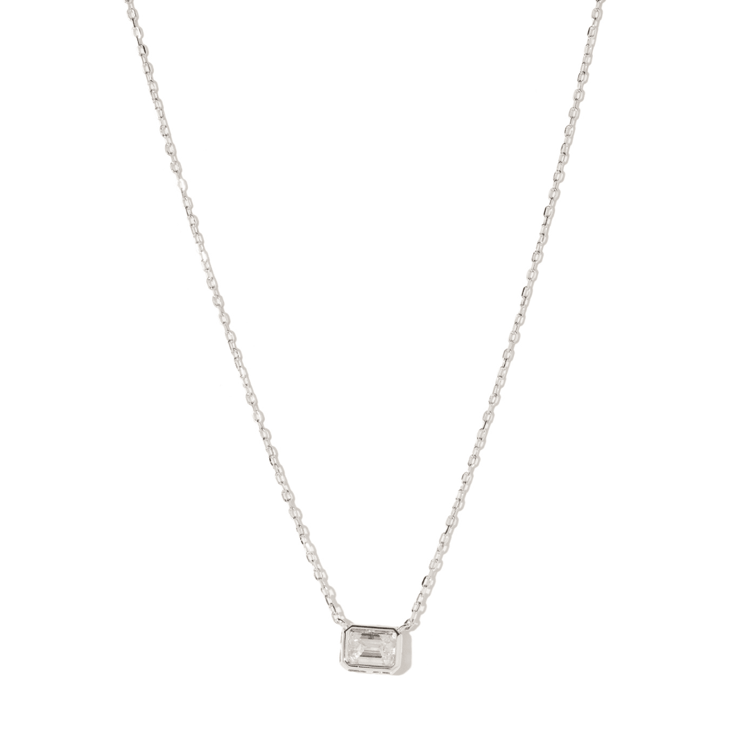 Silver Moissanite Baguette Necklace - COLLARES - Malandra Jewelry - LSC7.P-HC39812L