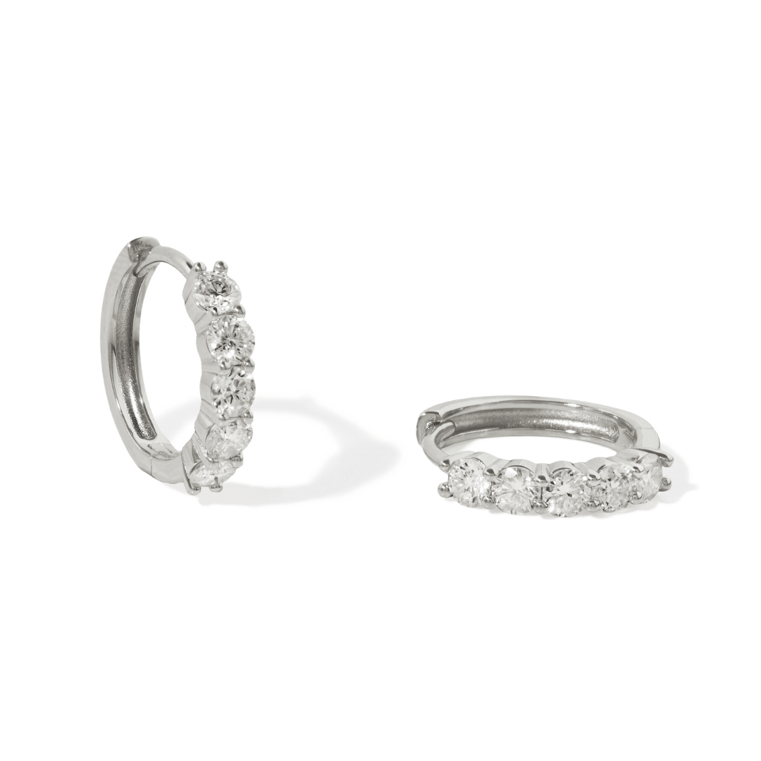 Silver Moissanite Luxe Hoops - ARETES - Malandra Jewelry - LRA13.P-SMOE14-P
