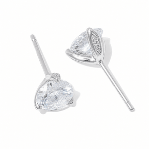 SILVER MOISSANITE SMALL STUDS - ARETES - Malandra Jewelry - LRA1.P-SMOE09-P-6.5