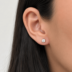 SILVER MOISSANITE SMALL STUDS - ARETES - Malandra Jewelry - LRA1.P-SMOE09-P-6.5