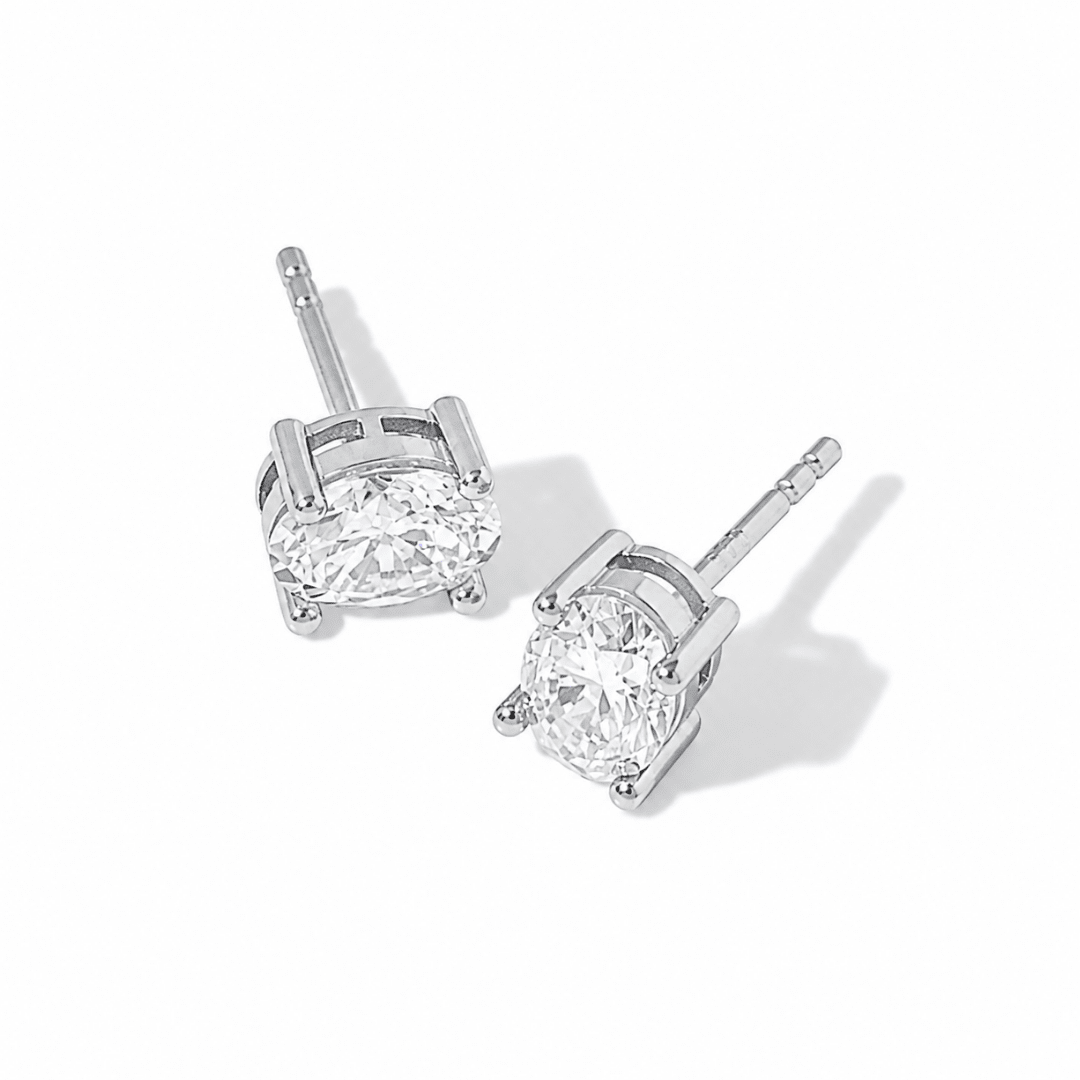 Silver Moissanite Studs - ARETES - Malandra Jewelry - LSA15.P-HC36893