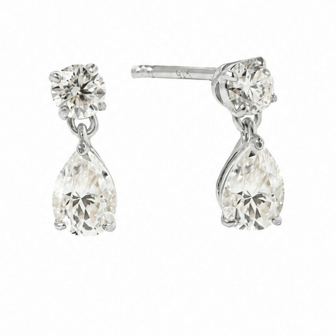 Silver Moissanite Teardrop Earrings - ARETES - Malandra Jewelry - LSA25.P-HC59226A