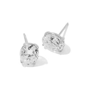 SILVER OVAL MOISSANITE STUDS - ARETES - Malandra Jewelry - LRA7.P-SMOE02-P-7X9