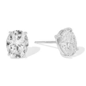SILVER OVAL MOISSANITE STUDS - ARETES - Malandra Jewelry - LRA7.P-SMOE02-P-7X9