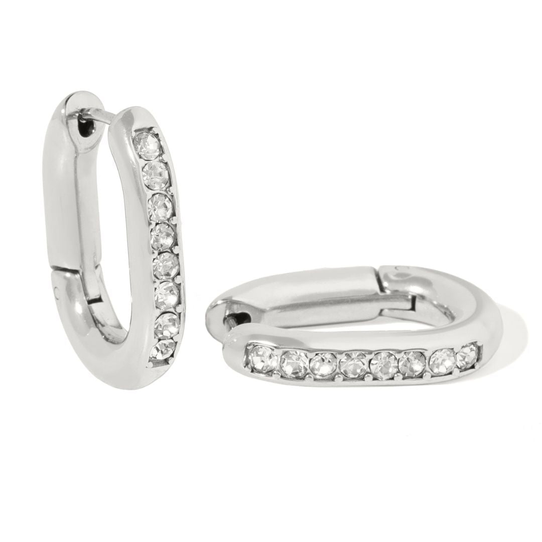 SILVER OVAL ZIRCONIA HOOPS - ARETES - Malandra Jewelry - EUWA496.P-JDE0312211-S