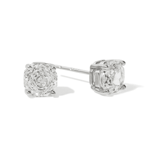 Silver Pavé Flower Mini Studs - ARETES - Malandra Jewelry - ZWA202.P-QX04234Y