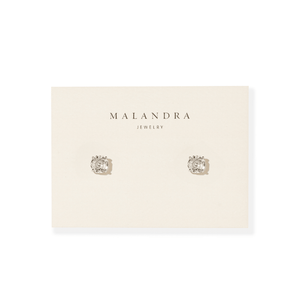 Silver Pavé Flower Mini Studs - ARETES - Malandra Jewelry - ZWA202.P-QX04234Y