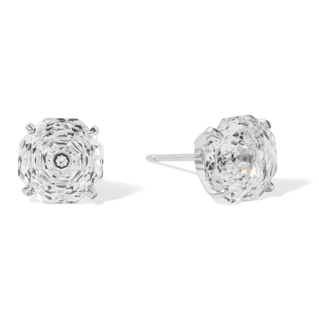 Silver Pavé Flower Studs - ARETES - Malandra Jewelry - ZWA185.P-QX04236Y