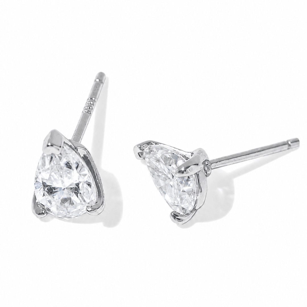 SILVER PEAR MOISSANITE STUDS - ARETES - Malandra Jewelry - LRA8.P-SMOE01-P-5X8