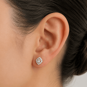 Silver Regal Halo Studs - ARETES - Malandra Jewelry - ZWA195.P-QX08573YN