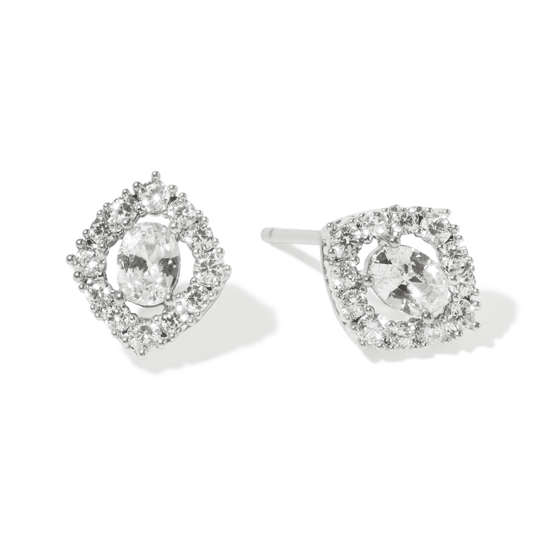 Silver Regal Halo Studs - ARETES - Malandra Jewelry - ZWA195.P-QX08573YN