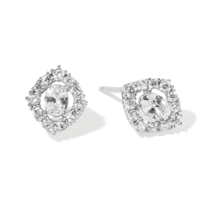 Silver Regal Halo Studs - ARETES - Malandra Jewelry - ZWA195.P-QX08573YN