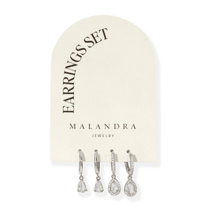 Silver Royale Drop Earrings Set - ARETES - Malandra Jewelry - ZYA10.P
