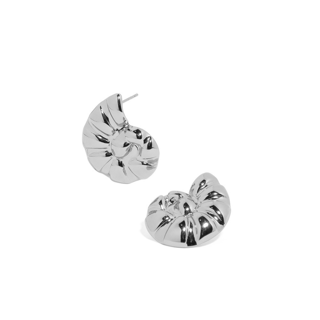 SILVER SEASHELL GLOW EARRINGS - ARETES - Malandra Jewelry - ZZA14.P - E02634G