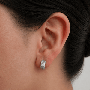 Silver Shimmer Pavé Huggies - ARETES - Malandra Jewelry - ZWA188.P-QX09467FN