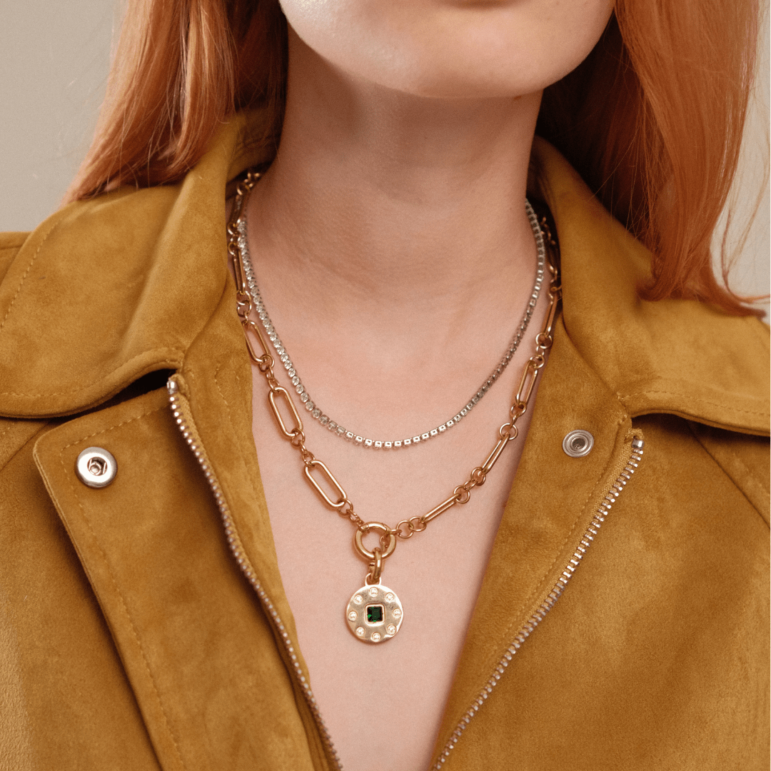 SILVER SMALL TENNIS NECKLACE - COLLARES - Malandra Jewelry - EYHC80-MODEL  5 NECKLACE