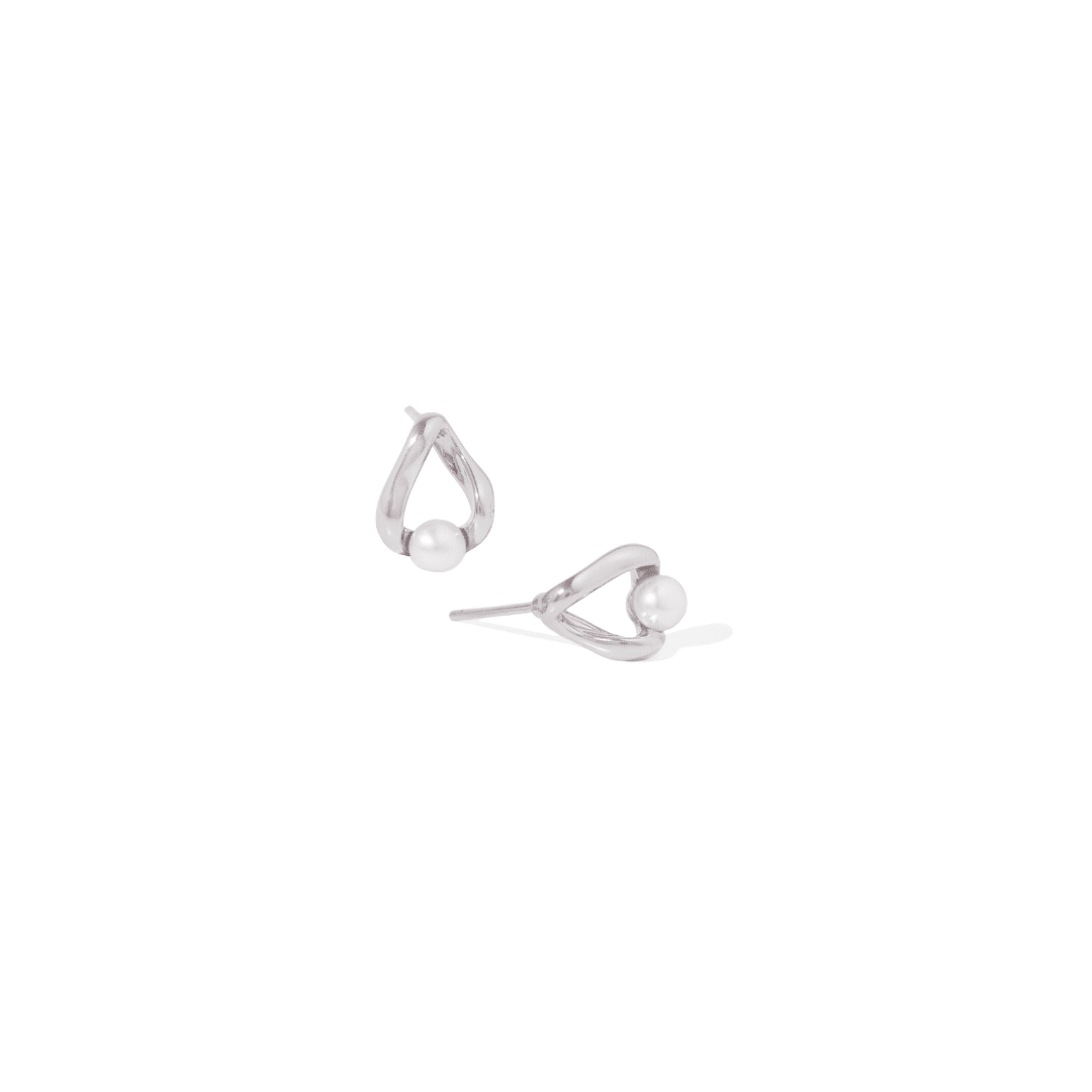 SILVER SOFT PEARL EARRINGS - ARETES - Malandra Jewelry - ZWA105.P-QX02732Y