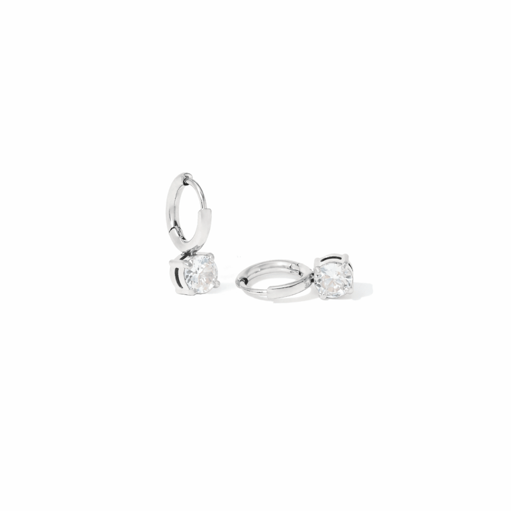 SILVER SOLITAIRE GLEAM HOOPS - ARETES - Malandra Jewelry - AA1572.P-Q06933