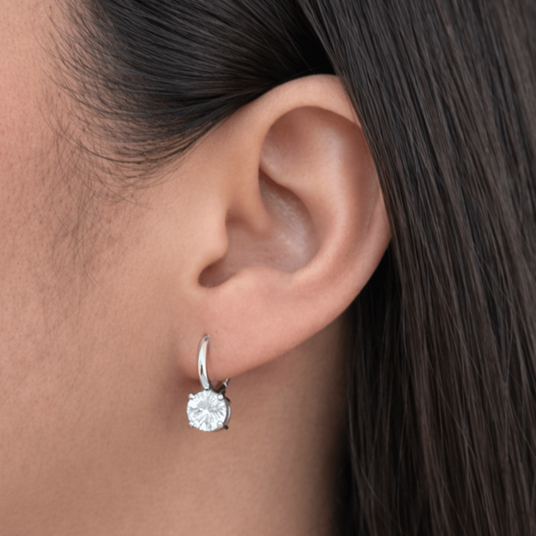 SILVER SOLITAIRE GLEAM HOOPS - ARETES - Malandra Jewelry - AA1572.P-Q06933