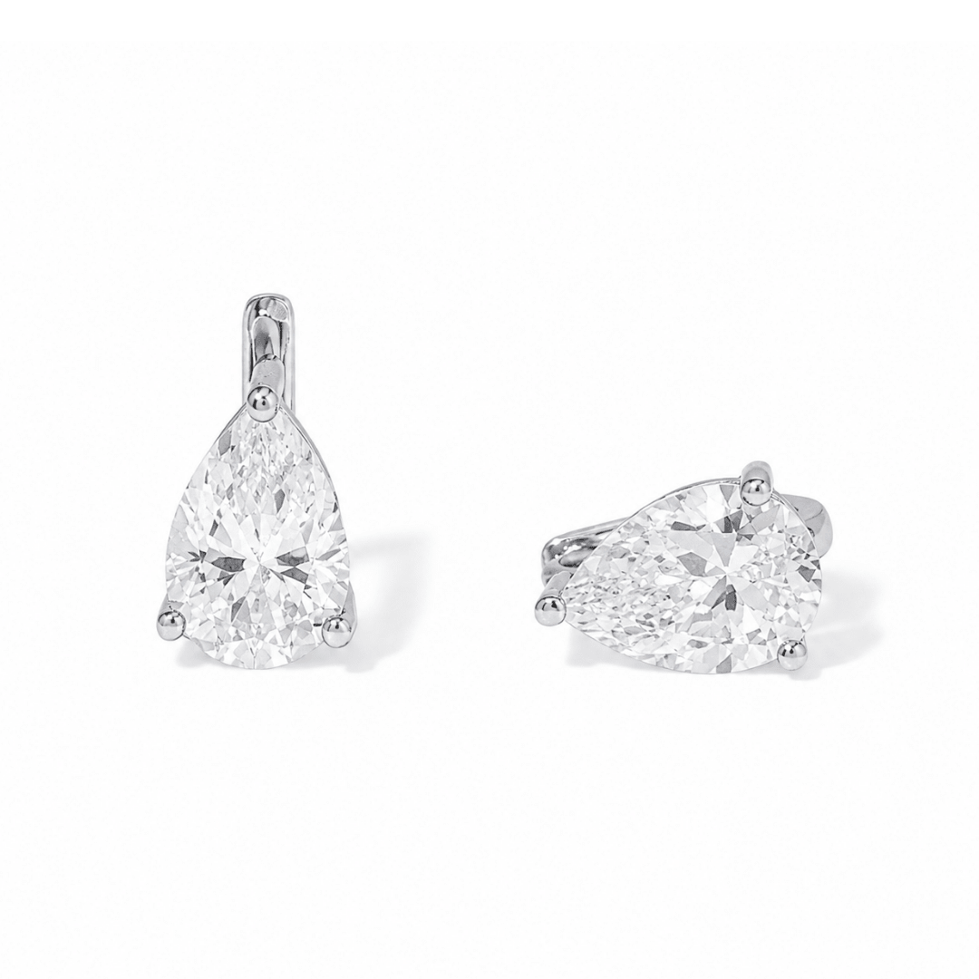 Silver Spark Pear Huggies - ARETES - Malandra Jewelry - LSA10.P-HC57298