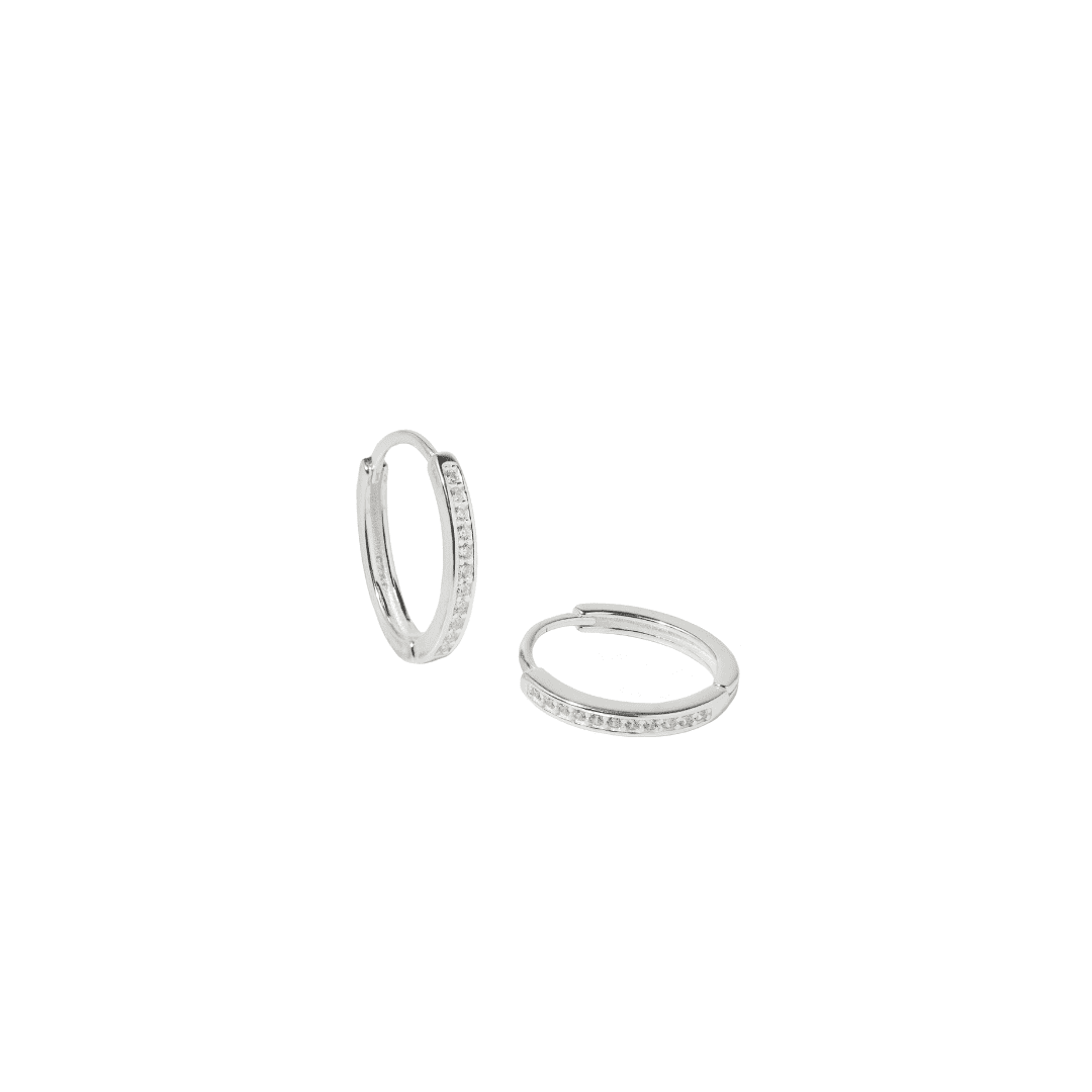 SILVER SPARK SMALL HOOPS - ARETES - Malandra Jewelry - FBA465-1EAR0045-PR