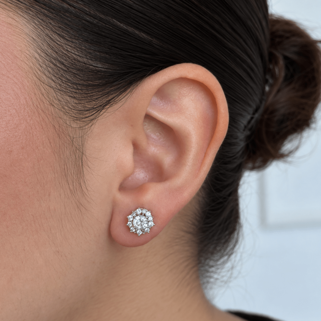 Silver Sparkle Cluster Studs - ARETES - Malandra Jewelry - ZWA162.P-QX02219ZYN