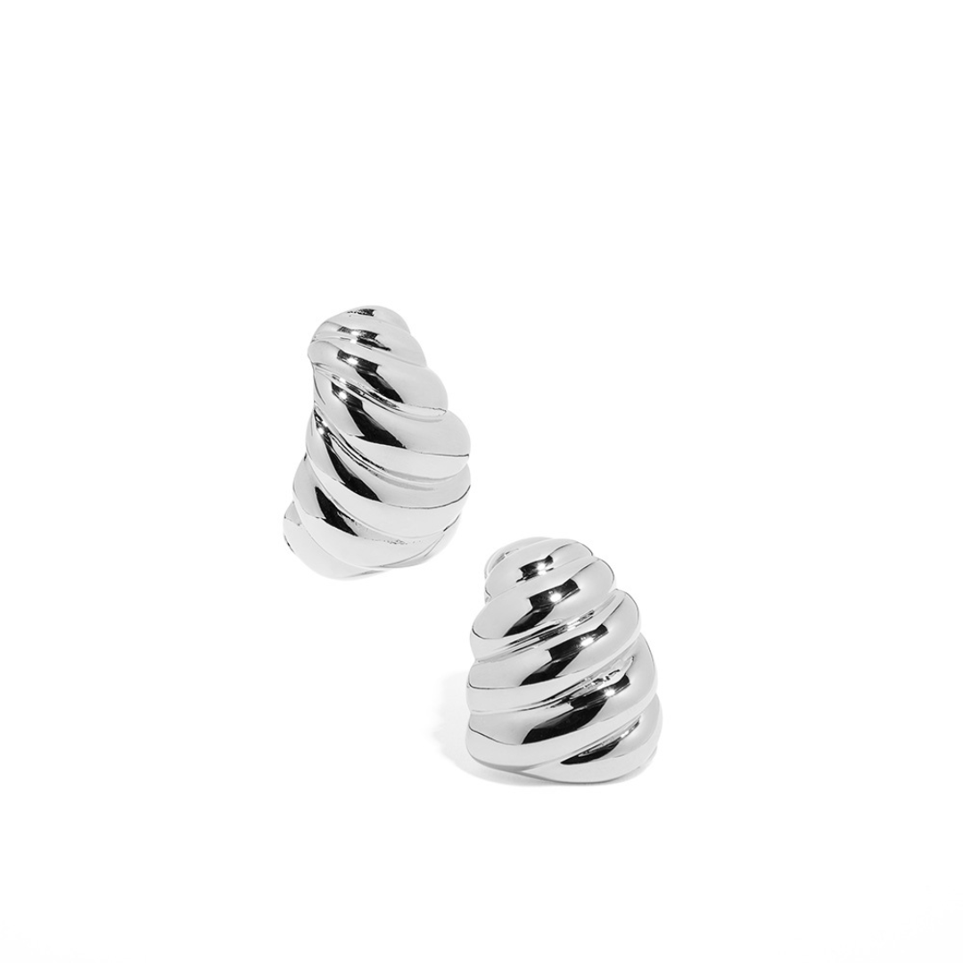 SILVER SPIRAL GLAM EARRINGS - ARETES - Malandra Jewelry - ZOA25.P - G49725KOZ