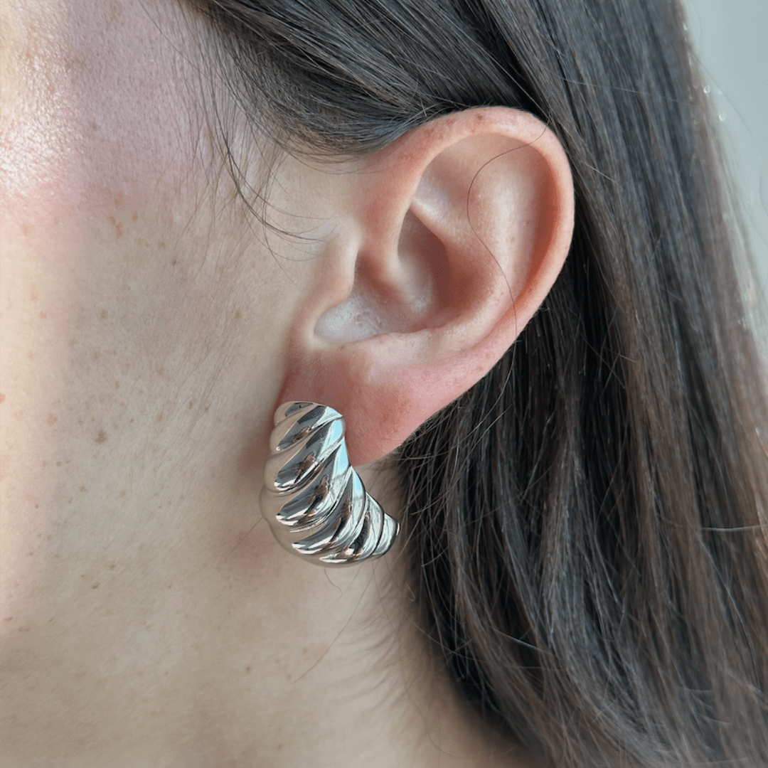 SILVER SPIRAL GLAM EARRINGS - ARETES - Malandra Jewelry - ZOA25.P - G49725KOZ