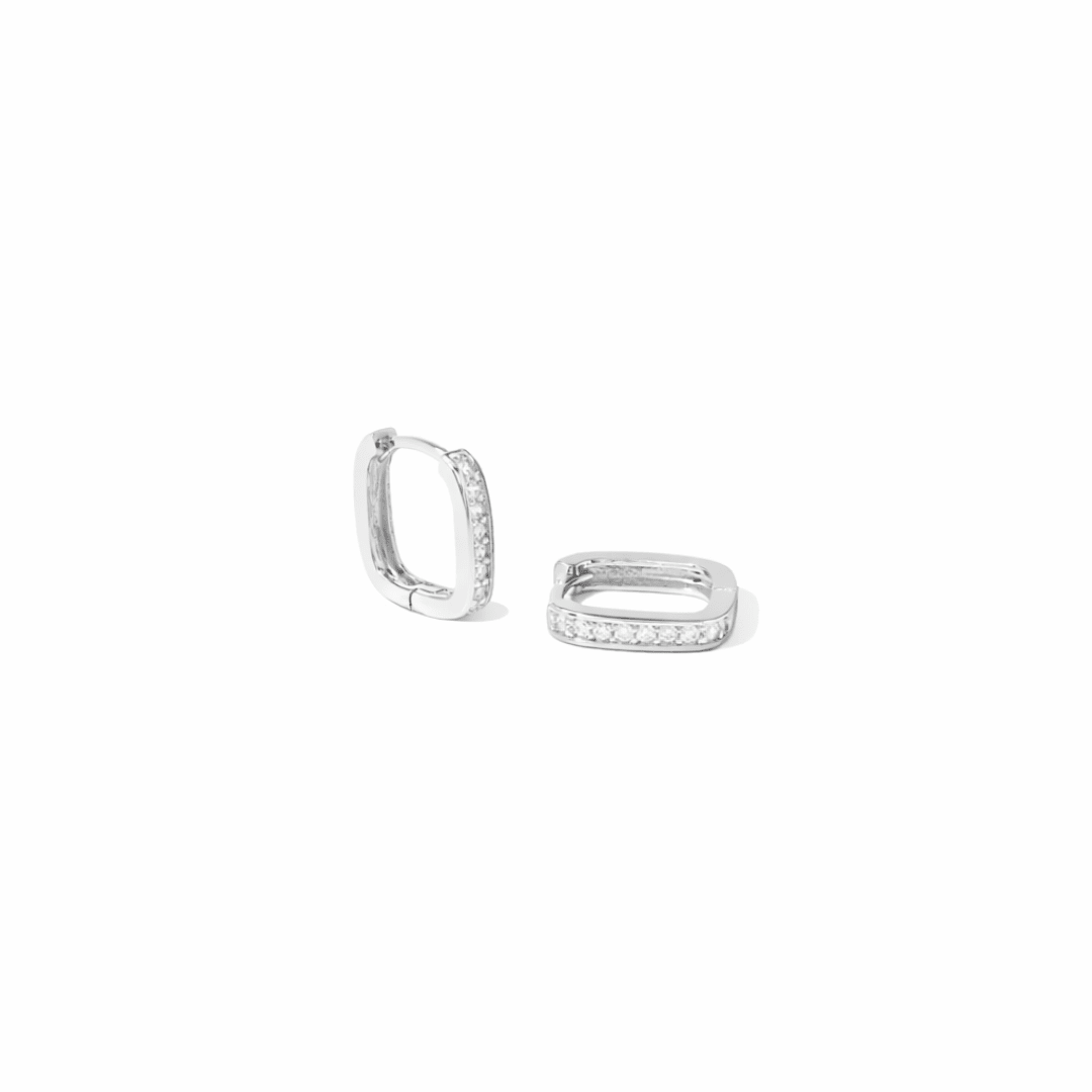 SILVER SQUARE GLEAM HOOPS - ARETES - Malandra Jewelry - ZWA132.P-QX01330