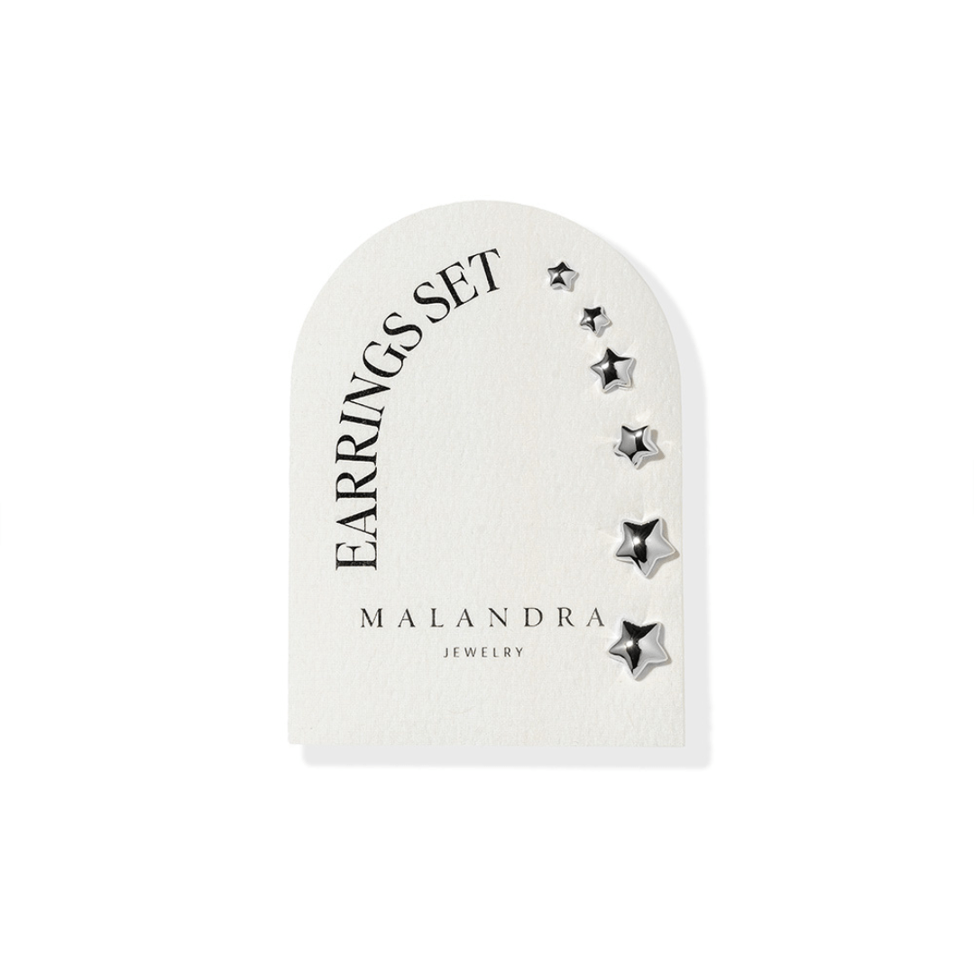 SILVER STARLIGHT EARRINGS SET - ARETES - Malandra Jewelry - ZWA68.P - QX01115