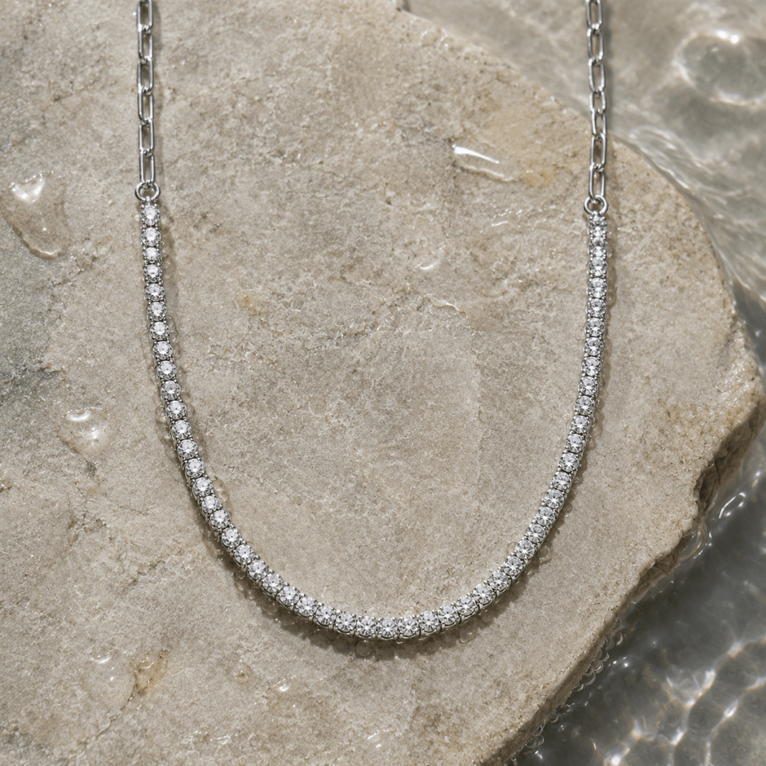 Silver Tennis & Link Necklace - COLLARES - Malandra Jewelry - EUWC302.P-JDN0112047-S-WT