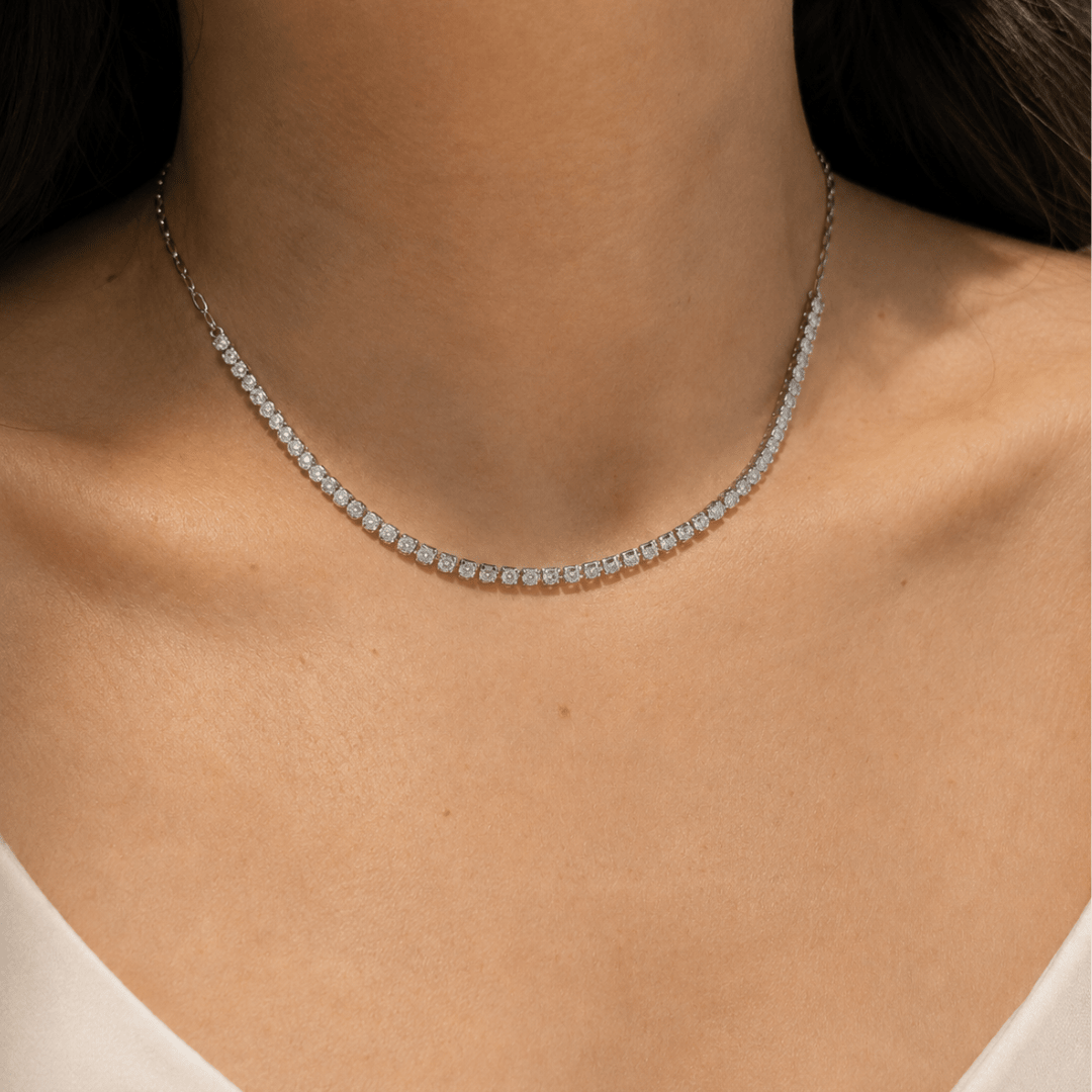 Silver Tennis & Link Necklace - COLLARES - Malandra Jewelry - EUWC302.P-JDN0112047-S-WT