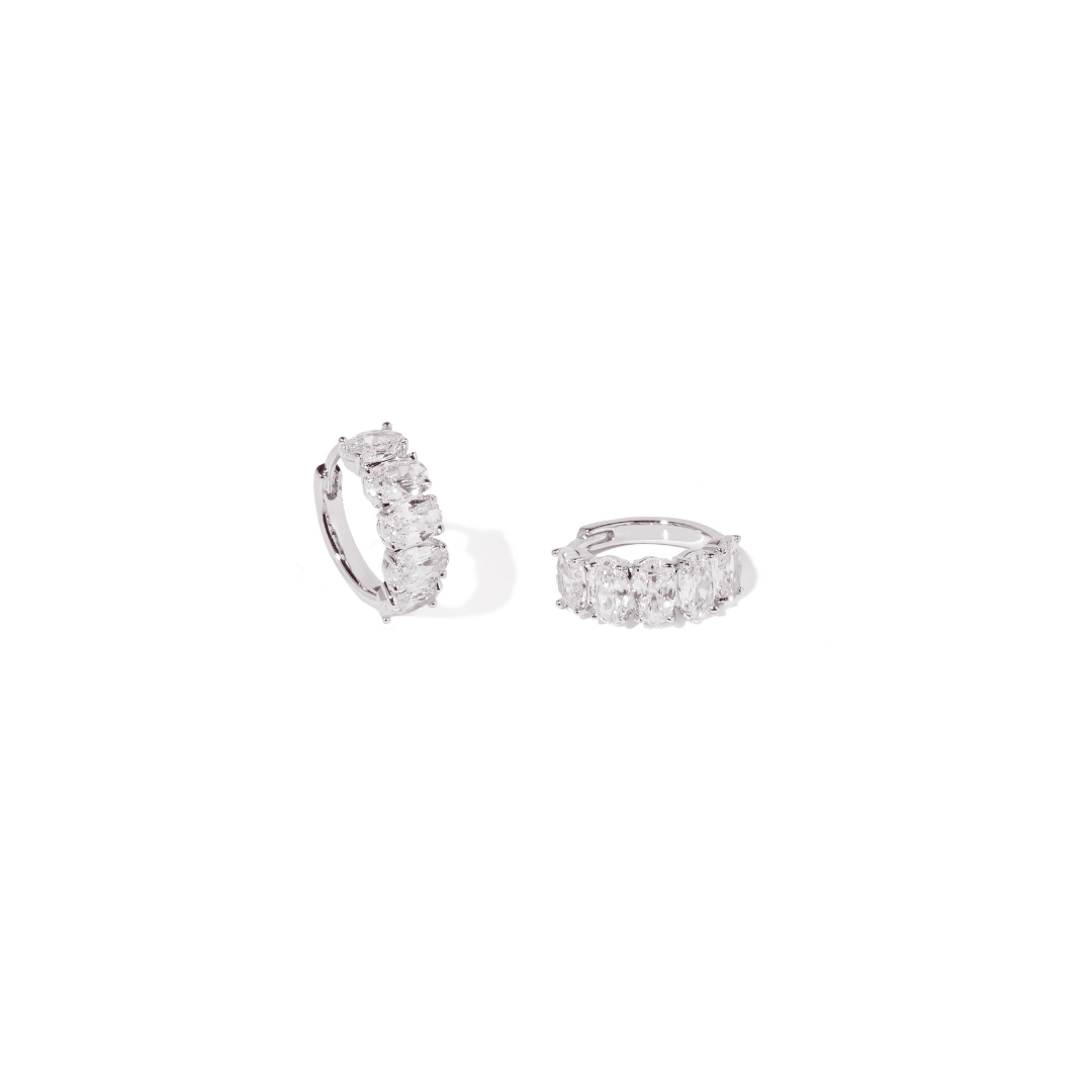 SILVER TRINITY LUX HOOPS - ARETES - Malandra Jewelry - ZWA94.P-QX02468