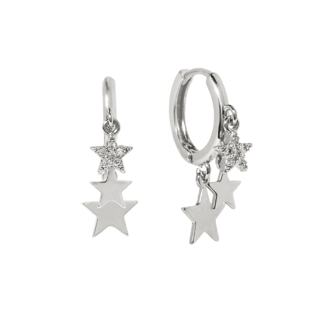 Silver Twinkle Hoops - ARETES - Malandra Jewelry - ZYA4.P