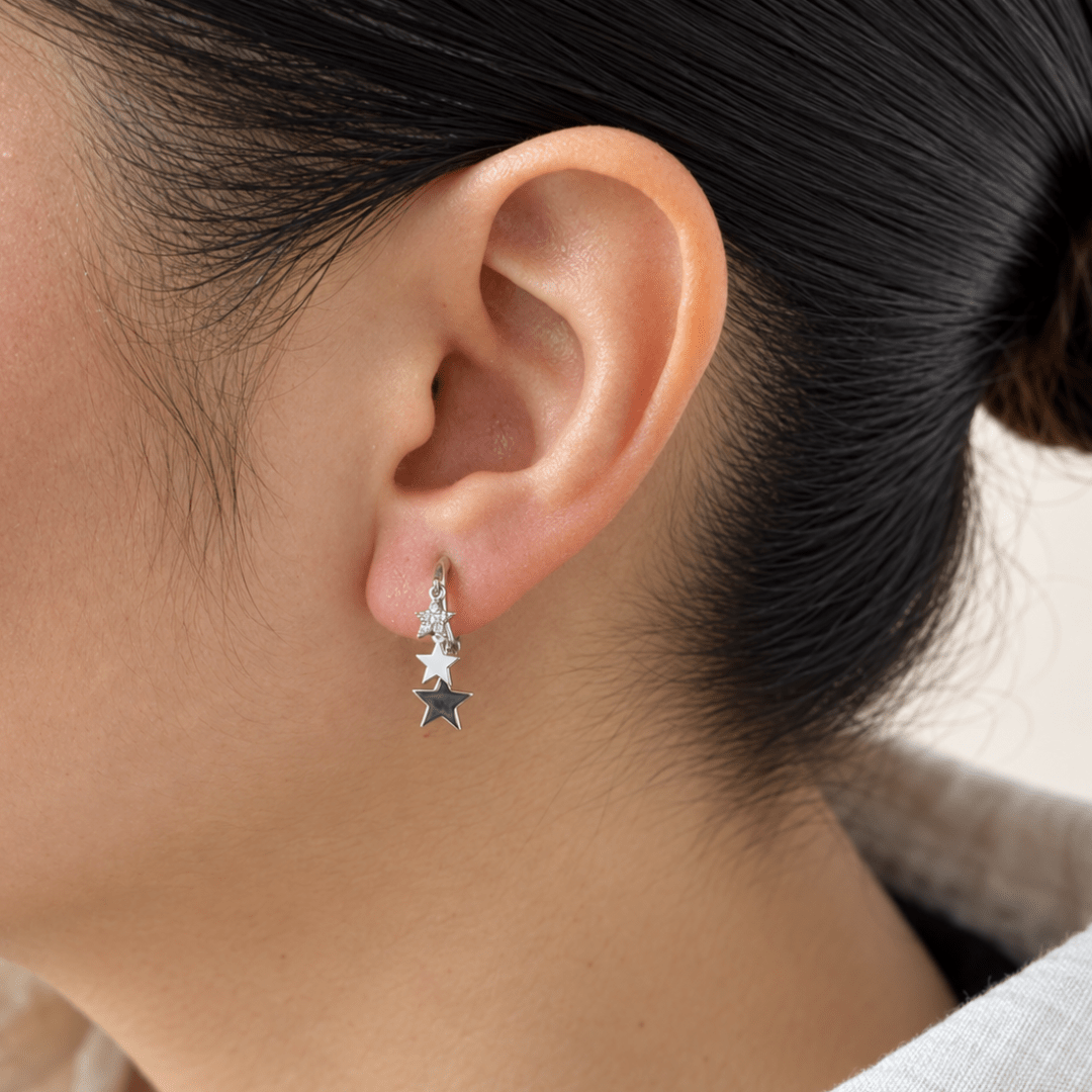 Silver Twinkle Hoops - ARETES - Malandra Jewelry - ZYA4.P