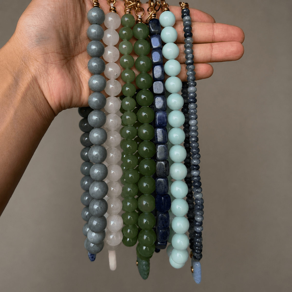 SKY ANGELITE TERRA NECKLACE - COLLARES - Malandra Jewelry - TC2506