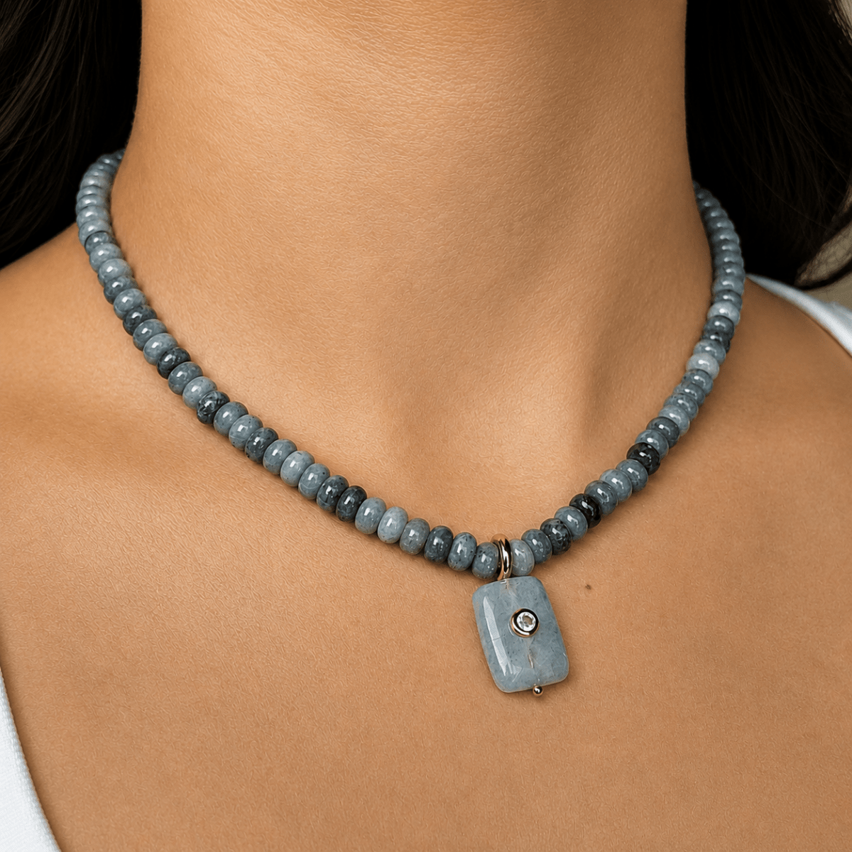 SLATE JASPER GAIA NECKLACE - COLLARES - Malandra Jewelry - TC2509