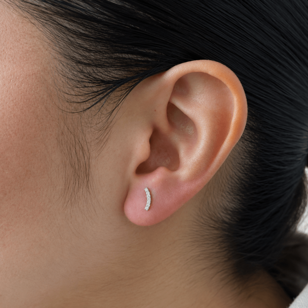 Sleek Sparkle Silver Piercing - ARETES - Malandra Jewelry - ZTA44.P-EGD2344K